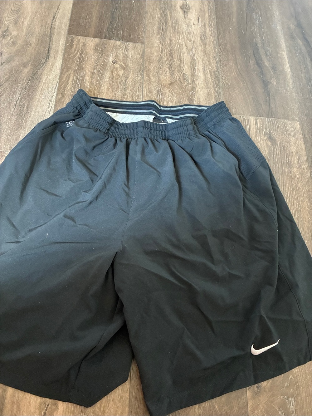 Nike Men’s Black Athletic Shorts with White Swoosh
